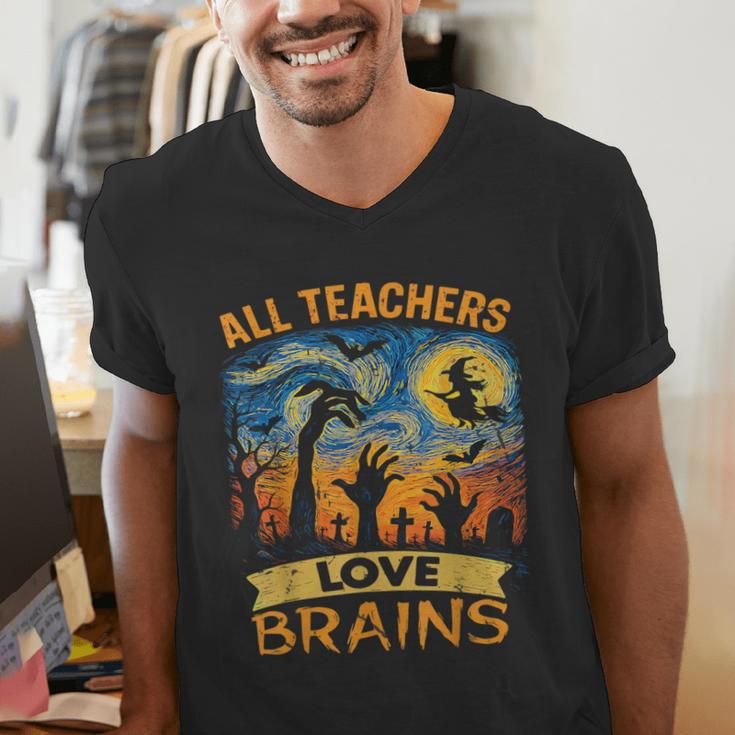 All Teachers Love Brains Shirt Teacher Halloween Tee Men's V-Neck T-Shirt, funny gift All Teachers Love Brains Shirt Teacher Halloween Tee Men's V-Neck T-Shirt, funny gift