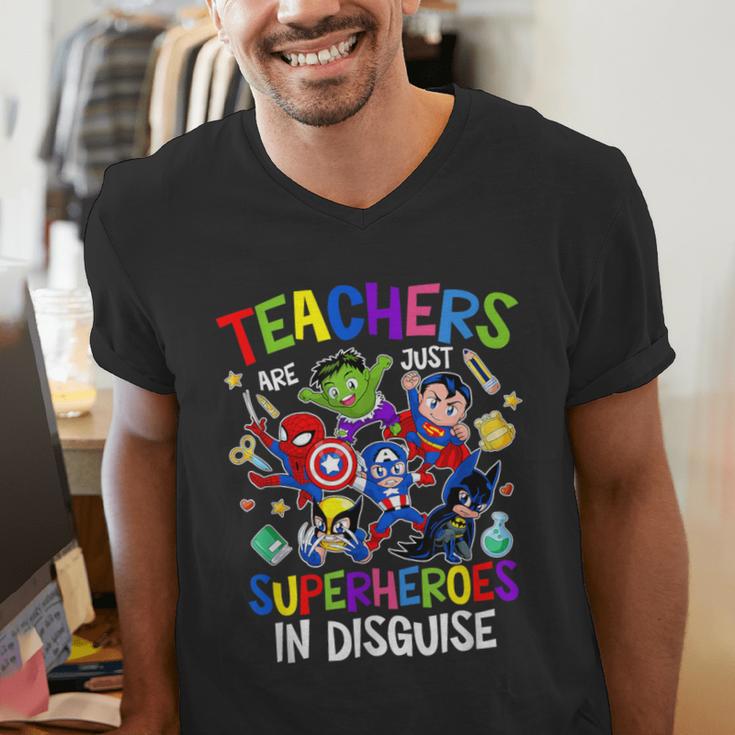 Teachers Are Superheroes Back To School Men's V-Neck T-Shirt, funny gift