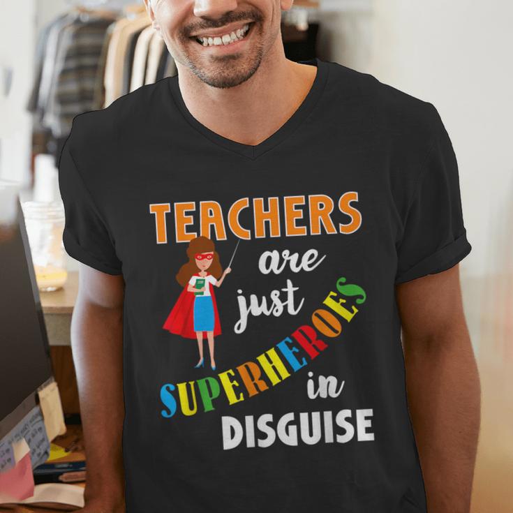 Teachers Are Superheroes Graduation School Teachers Men's V-Neck T-Shirt, funny gift