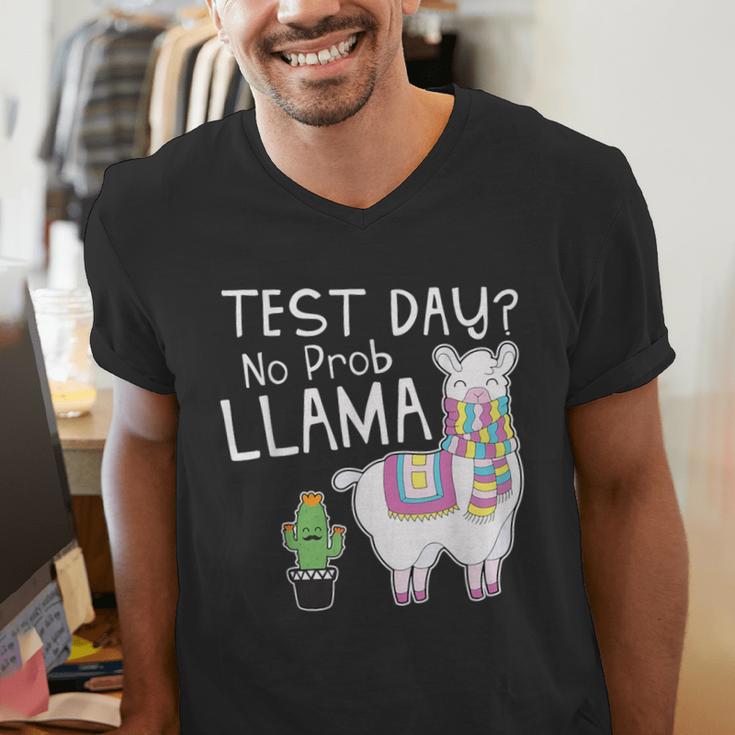 Teachers Testing Day Test Day No Prob Llama Teacher Men's V-Neck T-Shirt, funny gift Teachers Testing Day Test Day No Prob Llama Teacher Men's V-Neck T-Shirt, funny gift