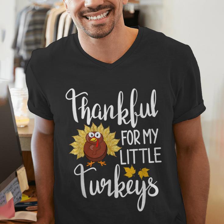 Teachers Thanksgiving Thankful For My Little Turkeys Men's V-Neck T-Shirt, funny gift Teachers Thanksgiving Thankful For My Little Turkeys Men's V-Neck T-Shirt, funny gift