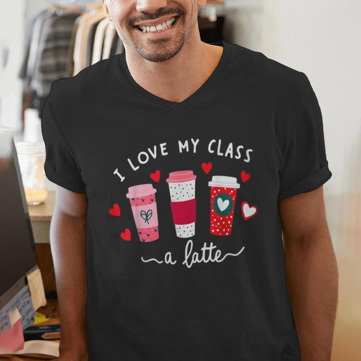 Teachers Valentine Day I Love My Class A Latte Coffee Women Men's V-Neck T-Shirt, funny gift Teachers Valentine Day I Love My Class A Latte Coffee Women Men's V-Neck T-Shirt, funny gift