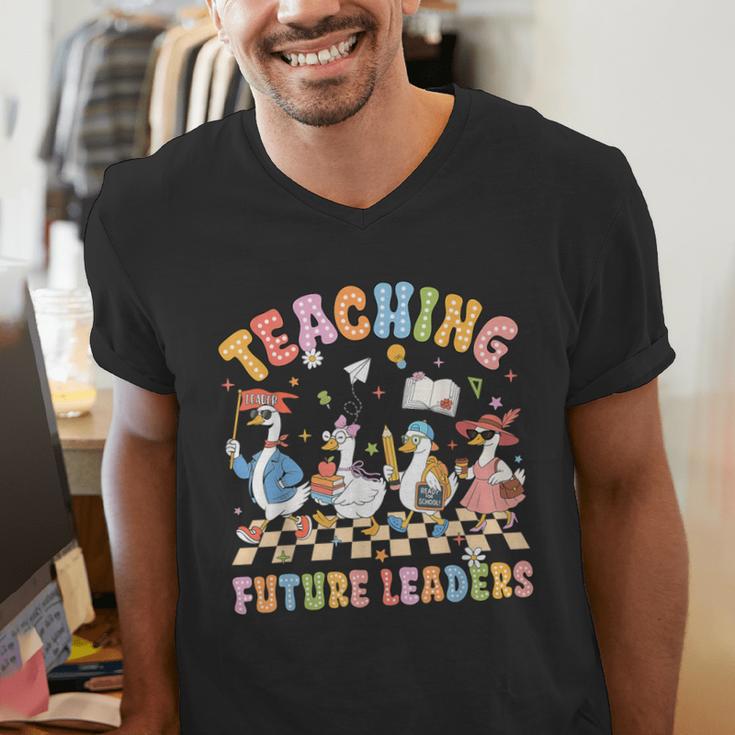Teaching Future Leaders Teacher Back To School Cute Goose Men's V-Neck T-Shirt, Future Teacher Shirts, funny gift Teaching Future Leaders Teacher Back To School Cute Goose Men's V-Neck T-Shirt, Future Teacher Shirts, funny gift