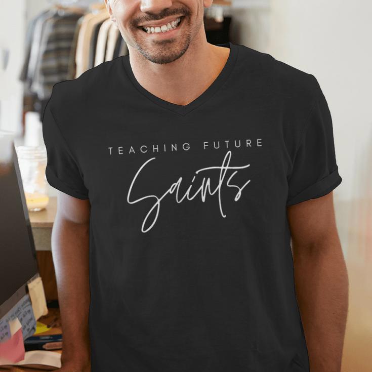 Teaching Future Saints Catholic Teacher Men's V-Neck T-Shirt, Future Teacher Shirts, funny gift Teaching Future Saints Catholic Teacher Men's V-Neck T-Shirt, Future Teacher Shirts, funny gift