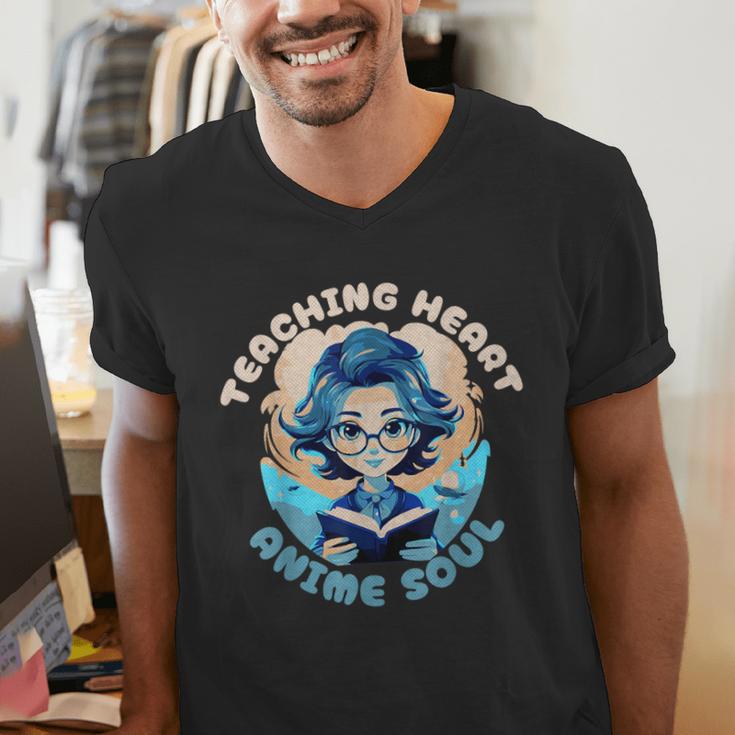Teaching Heart Anime Soul Teacher Otaku Manga Men's V-Neck T-Shirt, funny gift