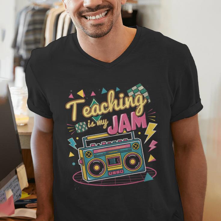Teaching Is My Jam Groovy Retro Teacher Back To School Men's V-Neck T-Shirt, Groovy Teacher Shirts, funny gift Teaching Is My Jam Groovy Retro Teacher Back To School Men's V-Neck T-Shirt, Groovy Teacher Shirts, funny gift