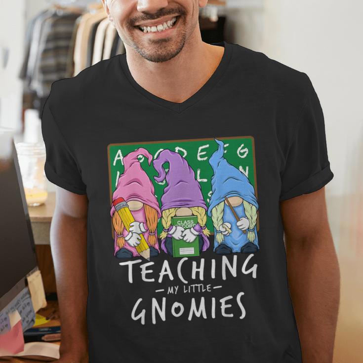 Teaching My Little Gnomies With Gnome For Teacher Women Men's V-Neck T-Shirt, funny gift Teaching My Little Gnomies With Gnome For Teacher Women Men's V-Neck T-Shirt, funny gift