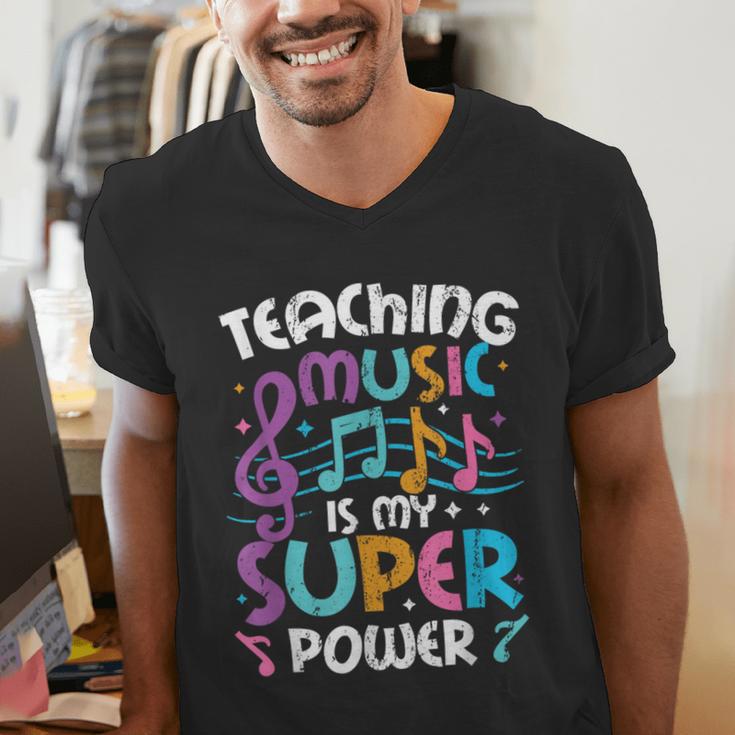 Teaching Music Is My Superpower Music Teacher For Men Women Kids Men's V-Neck T-Shirt, funny gift