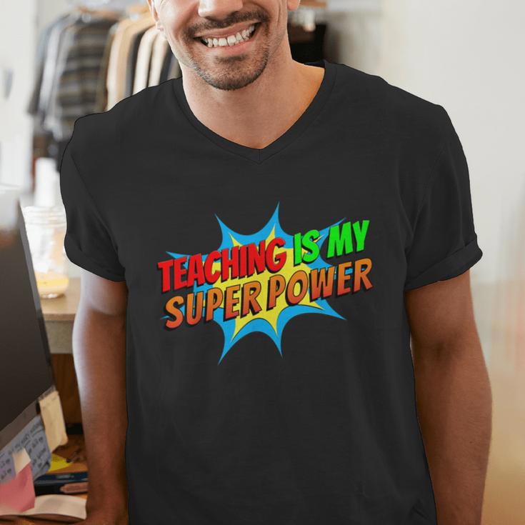 Teaching Is My Superpower Comic Back To School Teacher Men's V-Neck T-Shirt, funny gift Teaching Is My Superpower Comic Back To School Teacher Men's V-Neck T-Shirt, funny gift