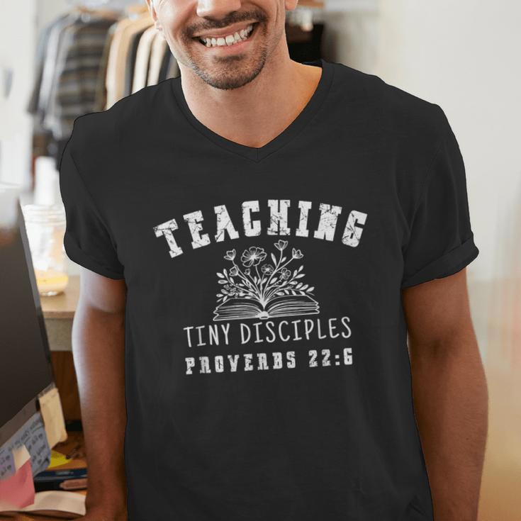 Teaching Tiny Disciples Christian Bible Verse Teacher Men's V-Neck T-Shirt, funny gift Teaching Tiny Disciples Christian Bible Verse Teacher Men's V-Neck T-Shirt, funny gift