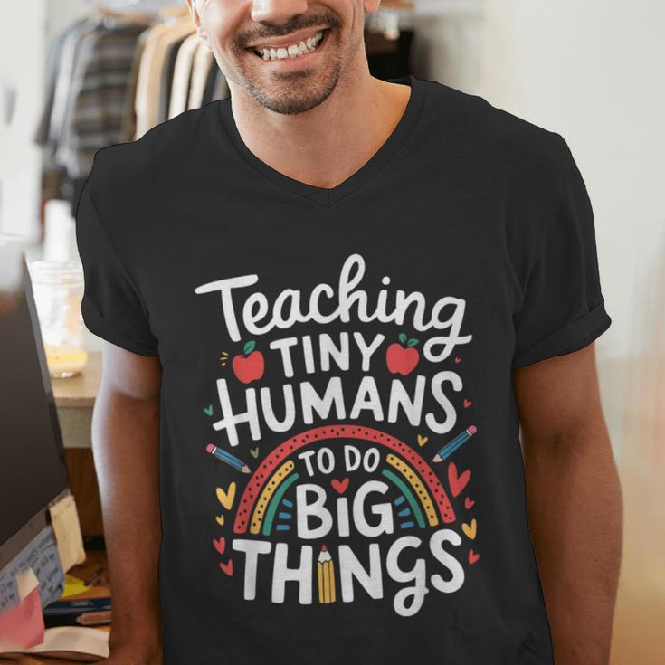 Teaching Tiny Humans Big Things I Teacher Men's V-Neck T-Shirt, funny gift Teaching Tiny Humans Big Things I Teacher Men's V-Neck T-Shirt, funny gift