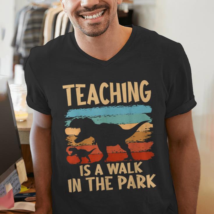 Teaching Is a Walk In Park Dinosaur Teacher Men's V-Neck T-Shirt, funny gift Teaching Is a Walk In Park Dinosaur Teacher Men's V-Neck T-Shirt, funny gift