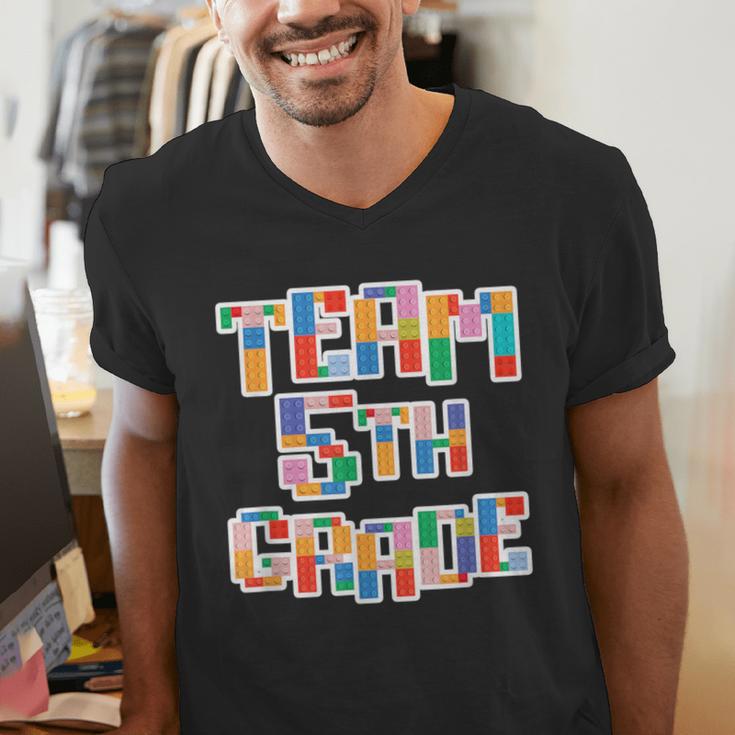 Team 5th Grade Building Blocks Bricks Theme Teacher Team For Men Women Kids Men's V-Neck T-Shirt, funny gift Team 5th Grade Building Blocks Bricks Theme Teacher Team For Men Women Kids Men's V-Neck T-Shirt, funny gift