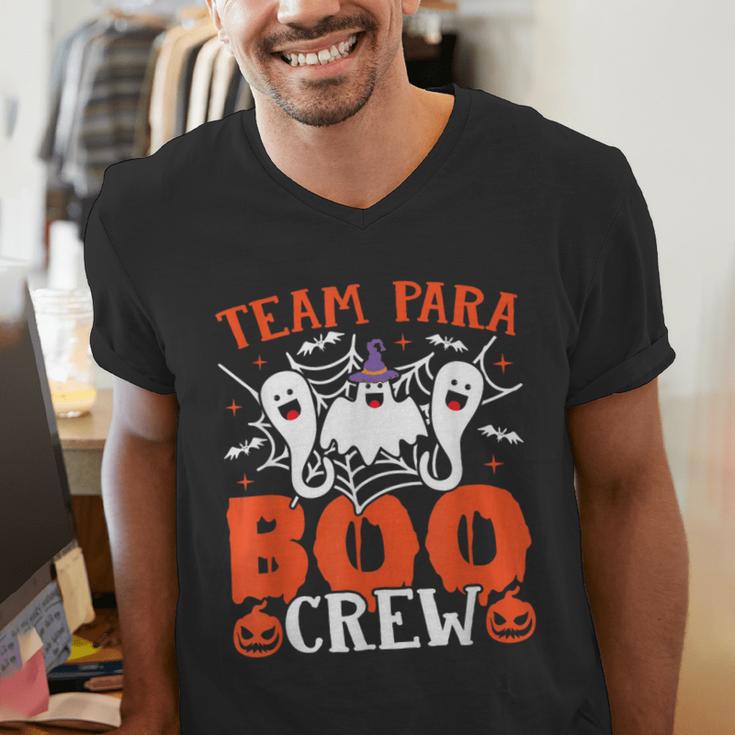 Team Para Boo Crew Halloween Ghost Paraprofessional Teacher Men's V-Neck T-Shirt, funny gift