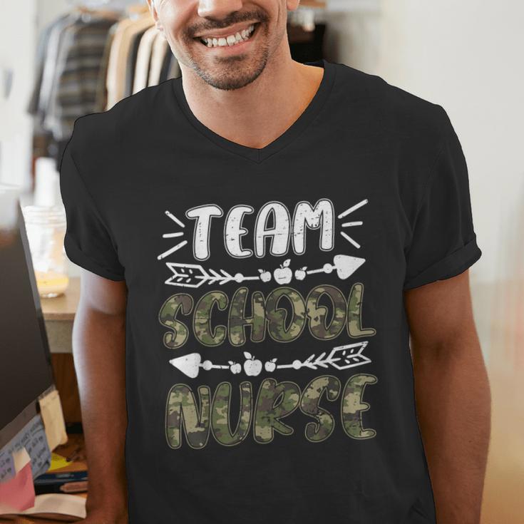 Team School Nurse Camo Teacher Student Back To School For Men Women Men's V-Neck T-Shirt, funny gift