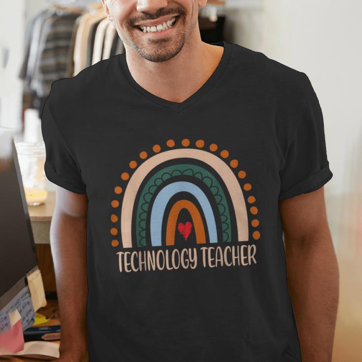 Technology Teacher Rainbow Appreciation Day Back To School For Men Women Men's V-Neck T-Shirt, funny gift Technology Teacher Rainbow Appreciation Day Back To School For Men Women Men's V-Neck T-Shirt, funny gift