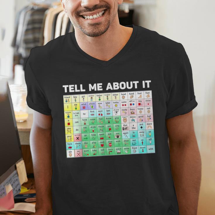 Tell Me About It Speech Language Pathology AAC Sped Teacher Men's V-Neck T-Shirt, funny gift
