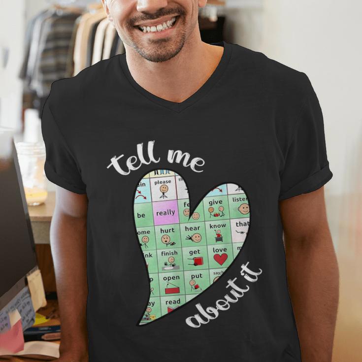 Tell Me About It Speech Pathology Aac Sped Teacher Men's V-Neck T-Shirt, funny gift Tell Me About It Speech Pathology Aac Sped Teacher Men's V-Neck T-Shirt, funny gift
