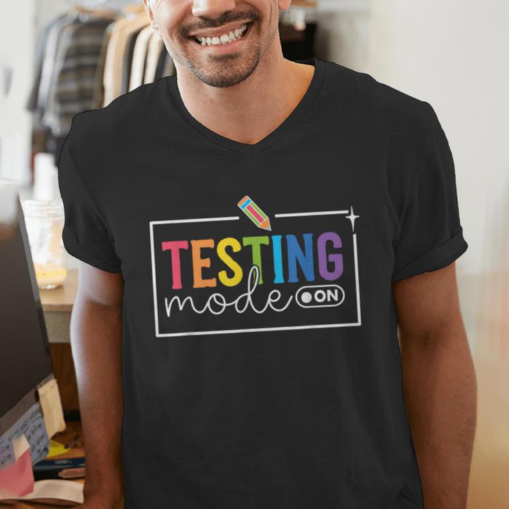 Testing Mode On Testing Day Motivational Teacher Kids Men's V-Neck T-Shirt, funny gift Testing Mode On Testing Day Motivational Teacher Kids Men's V-Neck T-Shirt, funny gift