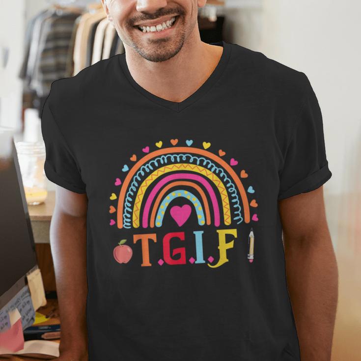 TGIF Teacher Appreciation Alphabet Thank God It's Friday For Men Women Girls Kids Men's V-Neck T-Shirt, funny gift
