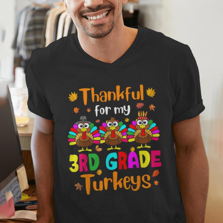 Thankful For My 3rd Grade Turkeys Thanksgiving Teacher Kids Men's V-Neck T-Shirt, funny gift Thankful For My 3rd Grade Turkeys Thanksgiving Teacher Kids Men's V-Neck T-Shirt, funny gift