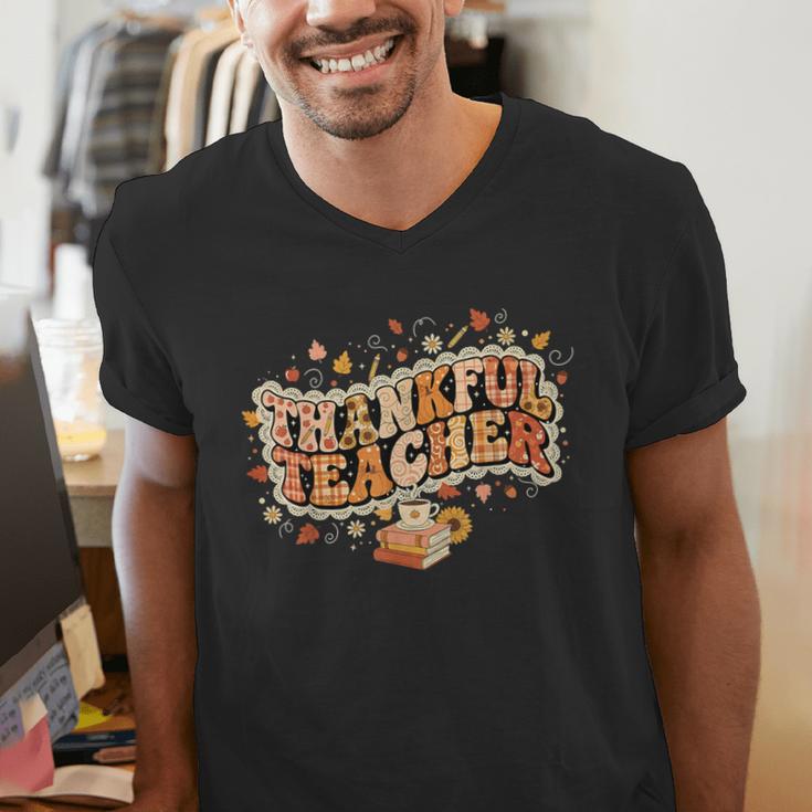 Thankful Teacher Shirts For Women Teach Thanksgiving Teacher Men's V-Neck T-Shirt, funny gift Thankful Teacher Shirts For Women Teach Thanksgiving Teacher Men's V-Neck T-Shirt, funny gift