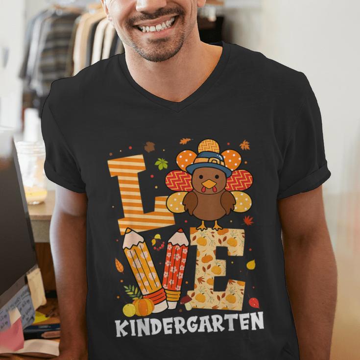 Thanksgiving Love Kindergarten Teacher Turkey Autumn Fall Men's V-Neck T-Shirt, funny gift Thanksgiving Love Kindergarten Teacher Turkey Autumn Fall Men's V-Neck T-Shirt, funny gift