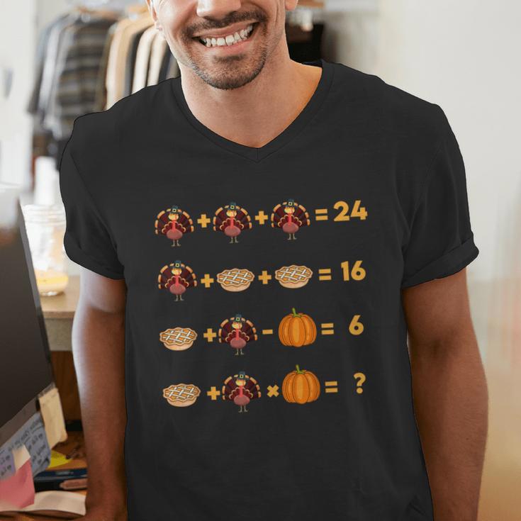 Thanksgiving Order Of Operations Turkey Quiz Math Teacher Men's V-Neck T-Shirt, funny gift