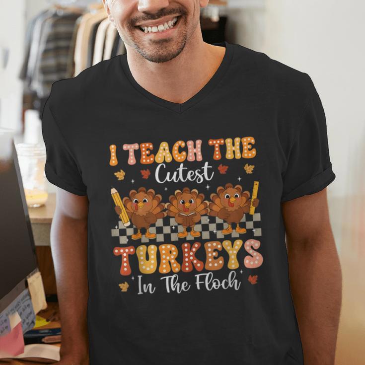 Thanksgiving Teacher I Teach The Cutest Turkeys In The Flock Men's V-Neck T-Shirt, funny gift Thanksgiving Teacher I Teach The Cutest Turkeys In The Flock Men's V-Neck T-Shirt, funny gift