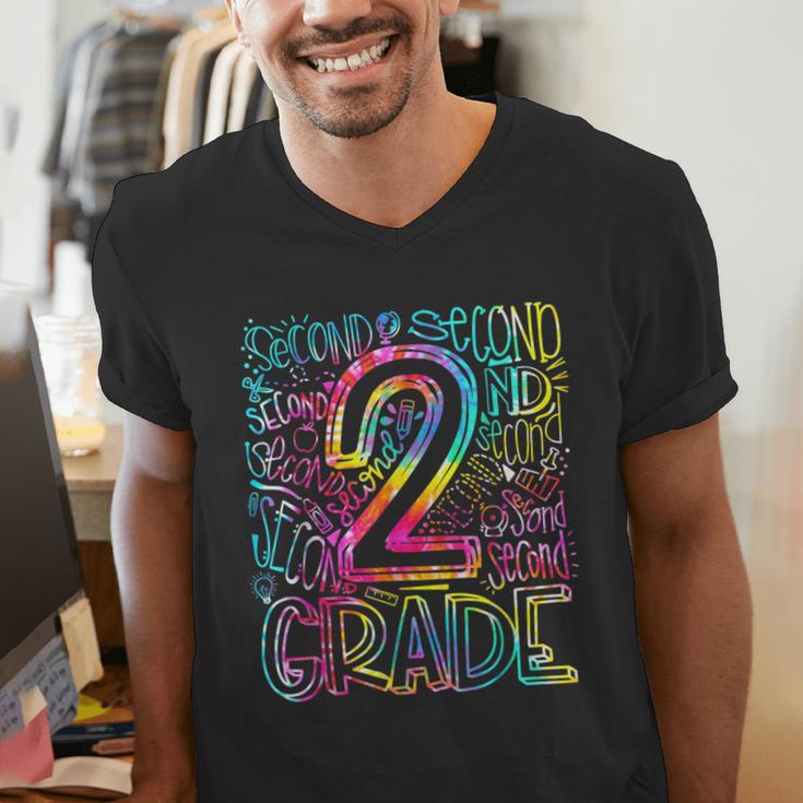 Tie Dye 2nd Grade Typography Team Second Grade Teacher Men's V-Neck T-Shirt, 2nd Grade Teacher Shirts, funny gift Tie Dye 2nd Grade Typography Team Second Grade Teacher Men's V-Neck T-Shirt, 2nd Grade Teacher Shirts, funny gift