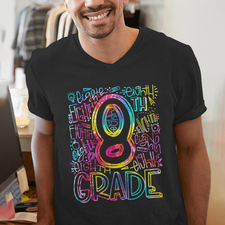 Tie Dye 8th Grade Typography Team Eighth Grade Teacher Men's V-Neck T-Shirt, funny gift Tie Dye 8th Grade Typography Team Eighth Grade Teacher Men's V-Neck T-Shirt, funny gift