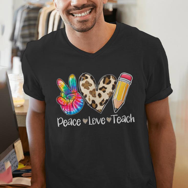 Tie Dye Hippie Peace Love Teach Teacher Appreciation Men's V-Neck T-Shirt, funny gift Tie Dye Hippie Peace Love Teach Teacher Appreciation Men's V-Neck T-Shirt, funny gift