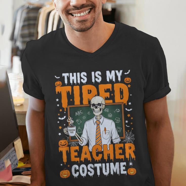 This Is My Tired Teacher Costume Halloween Costumes Men's V-Neck T-Shirt, funny gift This Is My Tired Teacher Costume Halloween Costumes Men's V-Neck T-Shirt, funny gift