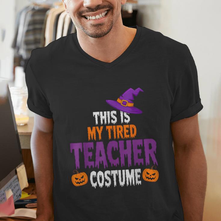Tired Teacher Costume For Halloween Teachers Men's V-Neck T-Shirt, funny gift