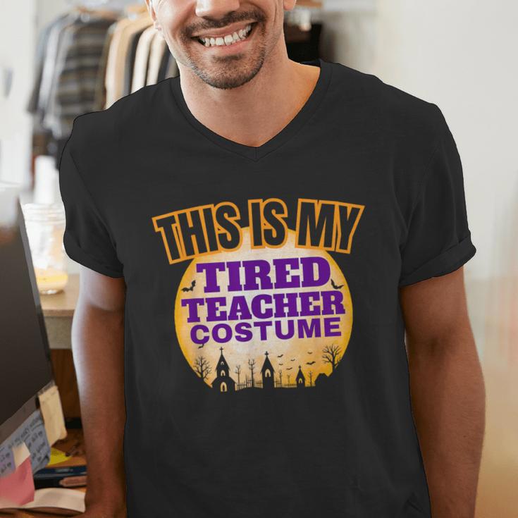 This Is My Tired Teacher Costume Halloween Teachers Men's V-Neck T-Shirt, funny gift This Is My Tired Teacher Costume Halloween Teachers Men's V-Neck T-Shirt, funny gift