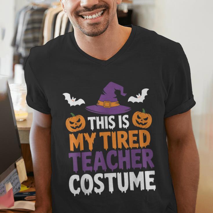 Tired Teacher Costume For Humor Halloween Men's V-Neck T-Shirt, funny gift