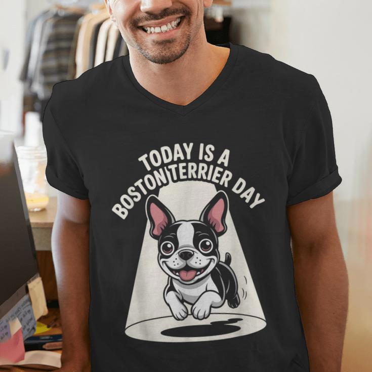 Today Is A Boston Terrier Day Cute Dog Lover Cartoon Men's V-Neck T-Shirt, funny gift