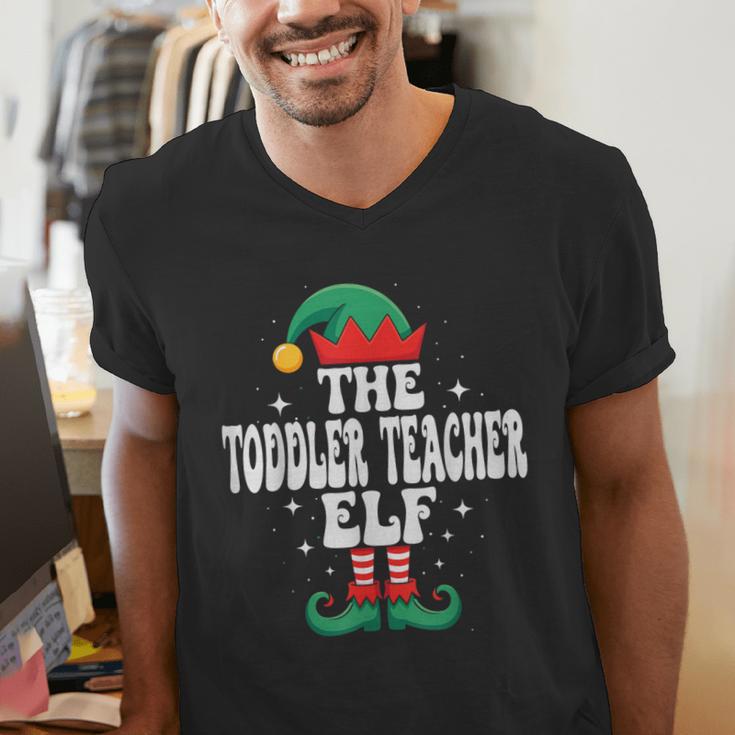 The Toddler Teacher Elf Christmas Matching Family Men's V-Neck T-Shirt, funny gift