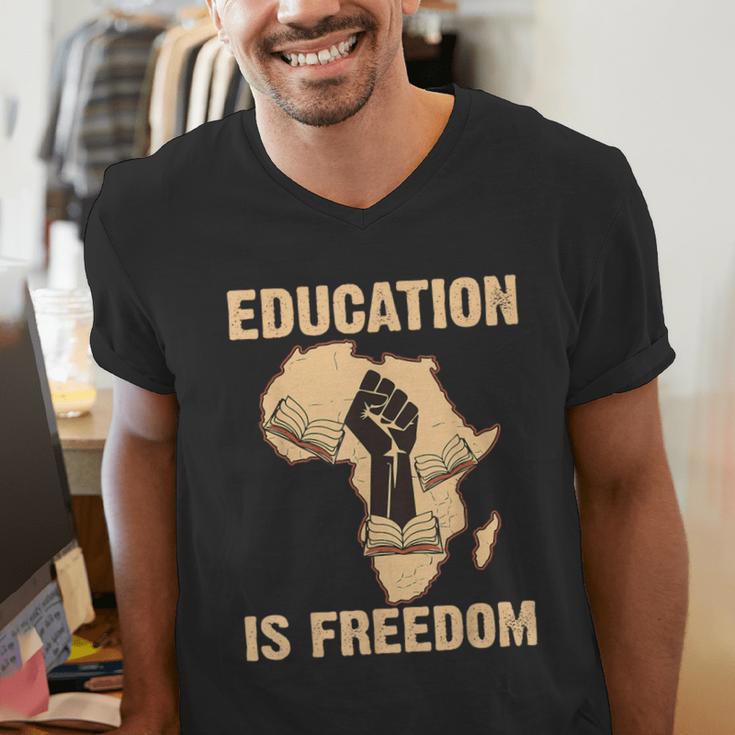 History Education Is Freedom African Map Black Teacher Men's V-Neck T-Shirt, History Teacher Shirts, funny gift History Education Is Freedom African Map Black Teacher Men's V-Neck T-Shirt, History Teacher Shirts, funny gift