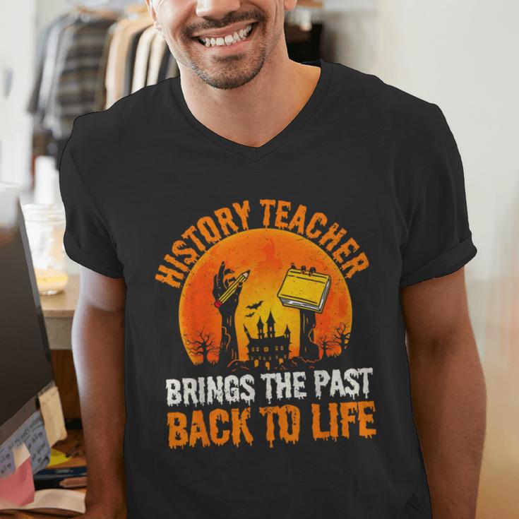 History Teacher Brings Past Back To Life Halloween Zombie Men's V-Neck T-Shirt, History Teacher Shirts, funny gift History Teacher Brings Past Back To Life Halloween Zombie Men's V-Neck T-Shirt, History Teacher Shirts, funny gift