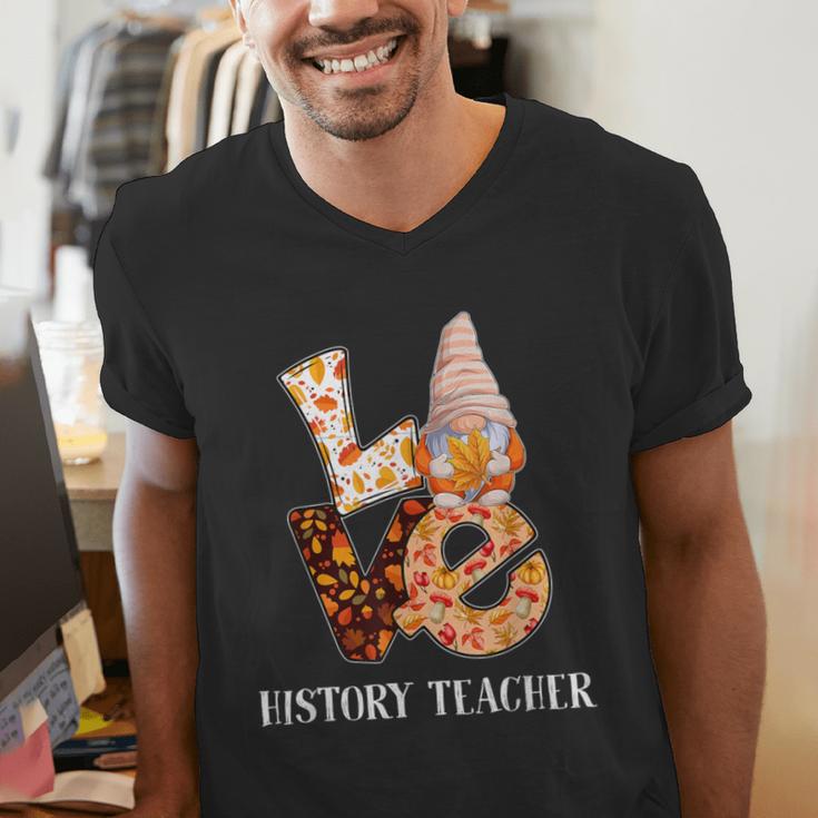 History Teacher Love Autumn Fall Gnome For Teachers For Men Women Men's V-Neck T-Shirt, History Teacher Shirts, funny gift