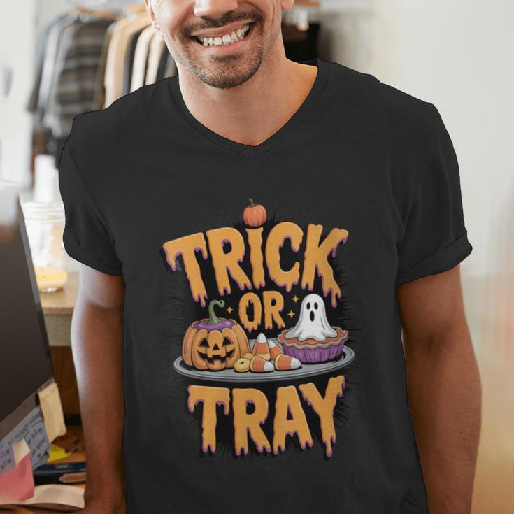 Trick Or Tray Halloween Cafeteria Teacher School Men's V-Neck T-Shirt, funny gift Trick Or Tray Halloween Cafeteria Teacher School Men's V-Neck T-Shirt, funny gift