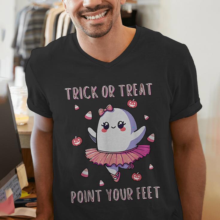 Trick Or Treat Point Your Feet Halloween Ghost Dance Teacher Men's V-Neck T-Shirt, funny gift Trick Or Treat Point Your Feet Halloween Ghost Dance Teacher Men's V-Neck T-Shirt, funny gift