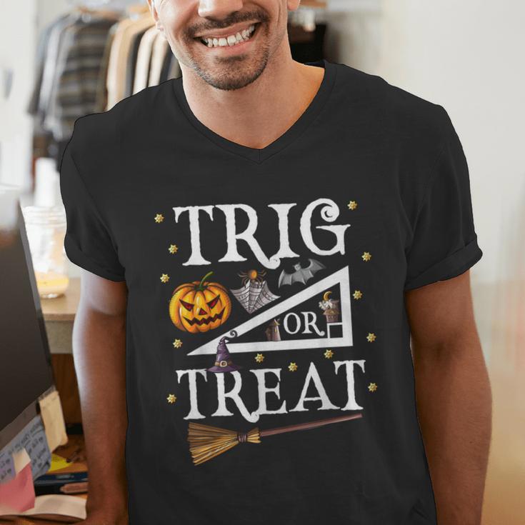 Trig Or Treat Shirt Halloween Math Teacher School College Men Women Kids Men's V-Neck T-Shirt, funny gift
