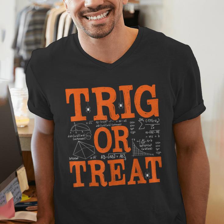 Trig Or Treat Trigonometry Math Teacher Halloween Men's V-Neck T-Shirt, funny gift