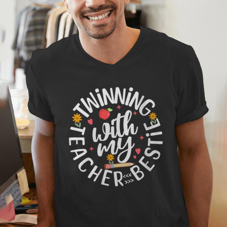 Twin Day For Spirit Week Teacher Bestie Matching Men's V-Neck T-Shirt, funny gift Twin Day For Spirit Week Teacher Bestie Matching Men's V-Neck T-Shirt, funny gift