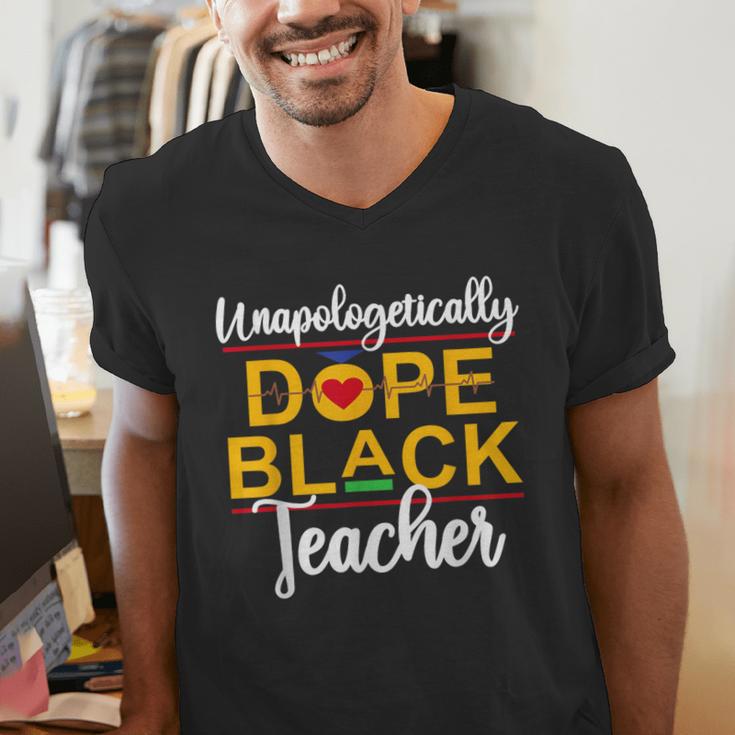 Unapologetic Dope Teacher African American Melanin Men's V-Neck T-Shirt, funny gift
