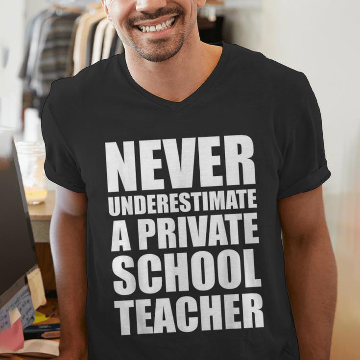 Never Underestimate A Private School Teacher Back To School Men's V-Neck T-Shirt, funny gift