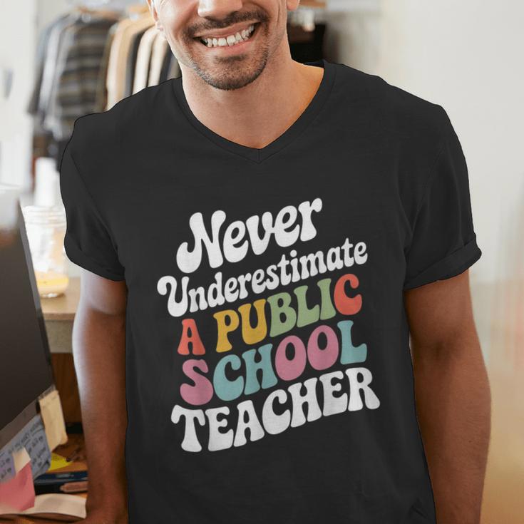 Never Underestimate a Public School Teacher Public Education Men's V-Neck T-Shirt, funny gift Never Underestimate a Public School Teacher Public Education Men's V-Neck T-Shirt, funny gift