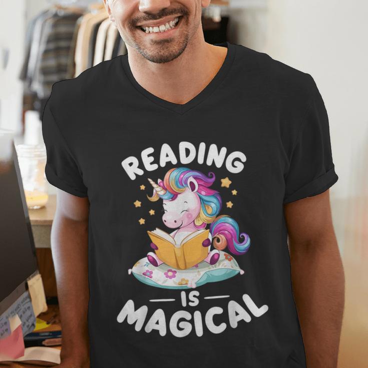 Unicorn Teacher Reading Is Magical Book Men's V-Neck T-Shirt, funny gift Unicorn Teacher Reading Is Magical Book Men's V-Neck T-Shirt, funny gift